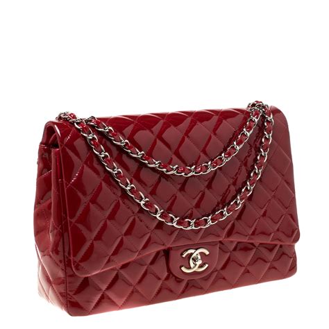 chanel classic double flap bag quilted patent maxi